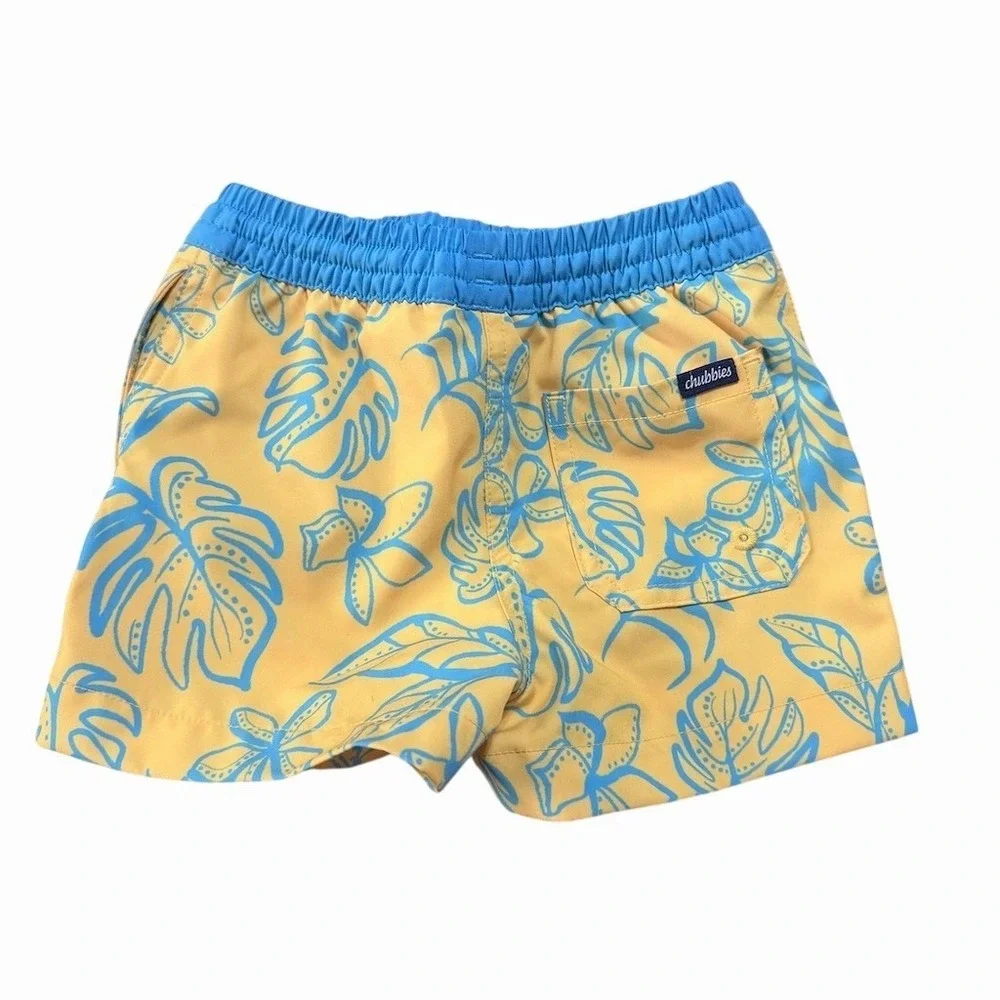 Chubbies Boys Swim Trunks Size 2T Yellow Blue‎ Tropical Floral Lined
